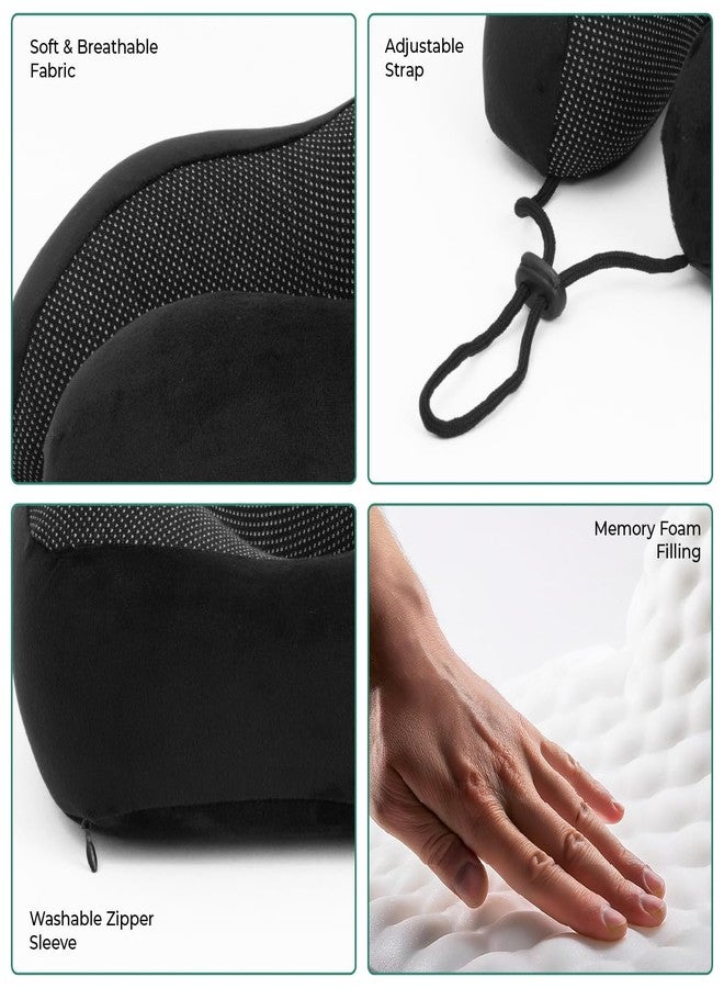 ICON The Comfort Cloud Pure Memory Foam Neck Pillow | Adjustable Travel Pillow with Breathable, Machine-Washable Cover | Ideal for Flight Travel, Car Sleeping, Neck & Head Support (Black) - Image 2
