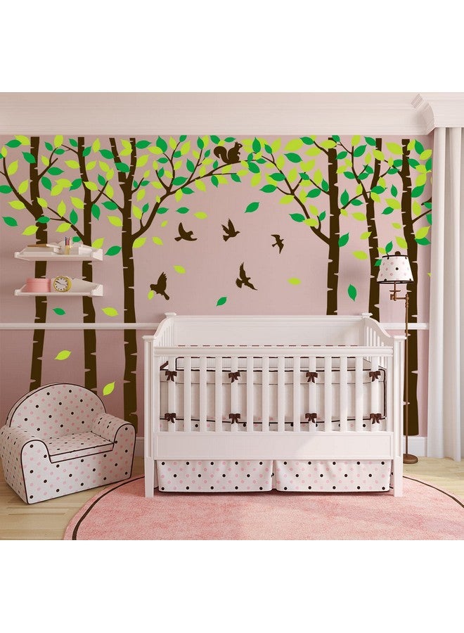 MAFENT Extra Large Six Birch Tree Wall Decals With Birds Squirrel Forest Tree Wall Decal Tree Wall Sticker Kids Room Nursery Bedroom Living Room Classroom Decoration (H=250Cm 100Inch) - Image 3