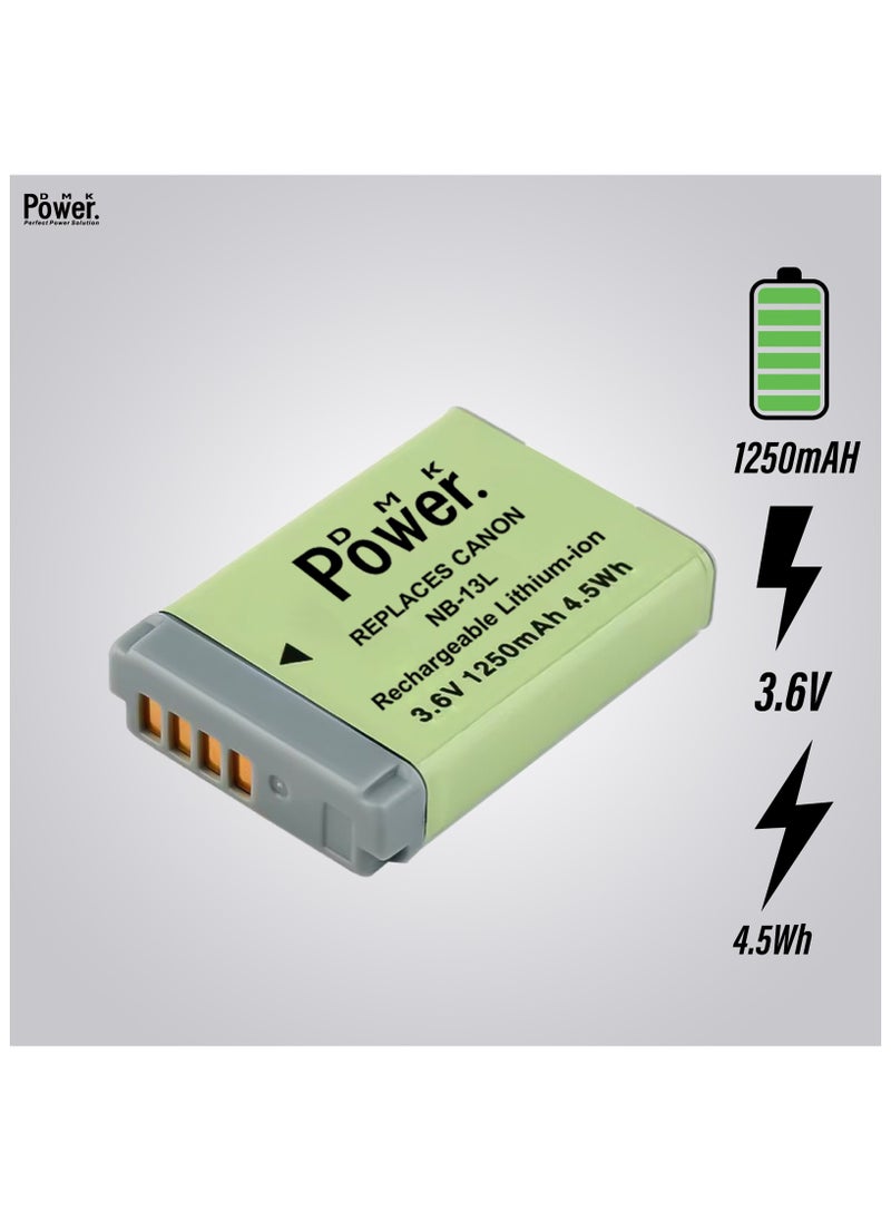 DMK Power NB-13L DMK Power Replacement Battery Compatible Canon NB-13L and PowerShot G5X, G7X, G7 X Mark II, G9X, G9 X Mark II, G1 X Mark III, SX620, SX720, SX730, SX740  - Image 5
