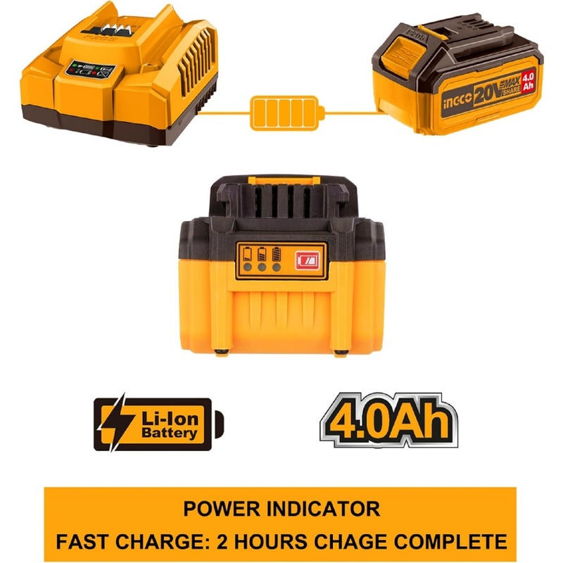 20V 4.0Ah Lithium-Ion Battery Pack Compatible With All 20V Power Tools For Home, Workshop, DIY Rechargeable, Lightweight, High-Capacity FBLI2002 - Image 2