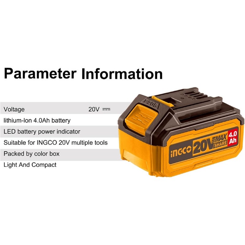 20V 4.0Ah Lithium-Ion Battery Pack Compatible With All 20V Power Tools For Home, Workshop, DIY Rechargeable, Lightweight, High-Capacity FBLI2002 - Image 5