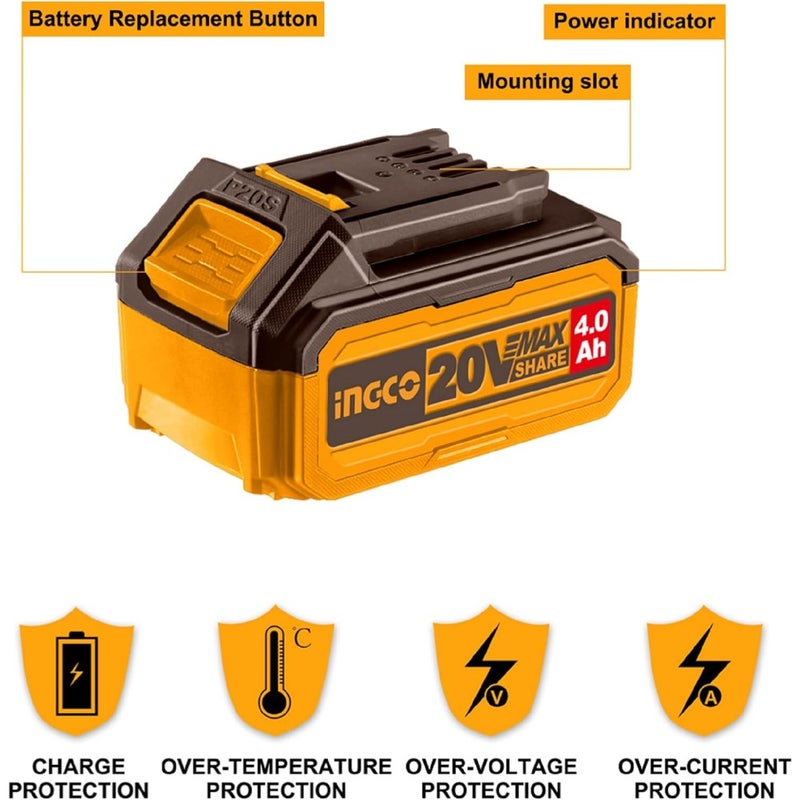 20V 4.0Ah Lithium-Ion Battery Pack Compatible With All 20V Power Tools For Home, Workshop, DIY Rechargeable, Lightweight, High-Capacity FBLI2002 - Image 3