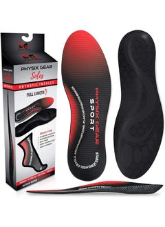 Physix Gear Sport Physix Gear Orthotic Insoles for Men & Women - Arch Support Orthotics Insole, Orthopedic Insoles, Inserts for Men & Women, Foot Insoles for Plantar Fasciitis Comfort, Shoe Insert, Feet, Red/Black, XS 