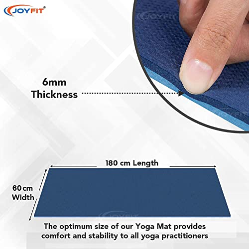 Joyfit Yoga Mat-Non Slip 6 mm Extra Thick, High Resilience Exercise Mat for Yoga, Meditation, Pilates, Stretching, Floor & Gym Fitness Workouts- Ideal for Men & Women (1 Pc) Blue - Image 3