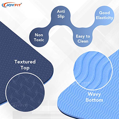 Joyfit Yoga Mat-Non Slip 6 mm Extra Thick, High Resilience Exercise Mat for Yoga, Meditation, Pilates, Stretching, Floor & Gym Fitness Workouts- Ideal for Men & Women (1 Pc) Blue - Image 4