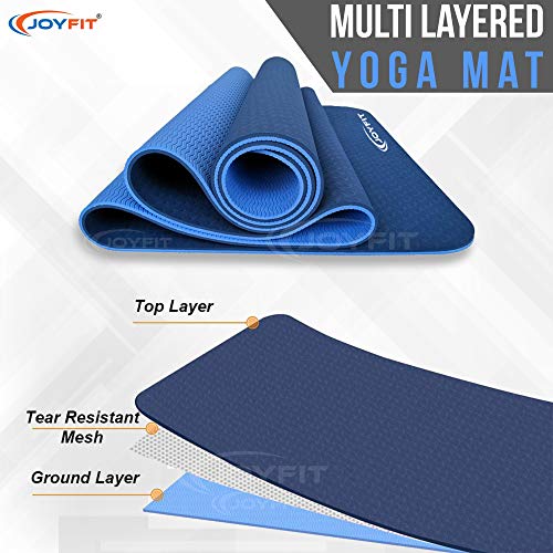 Joyfit Yoga Mat-Non Slip 6 mm Extra Thick, High Resilience Exercise Mat for Yoga, Meditation, Pilates, Stretching, Floor & Gym Fitness Workouts- Ideal for Men & Women (1 Pc) Blue - Image 5