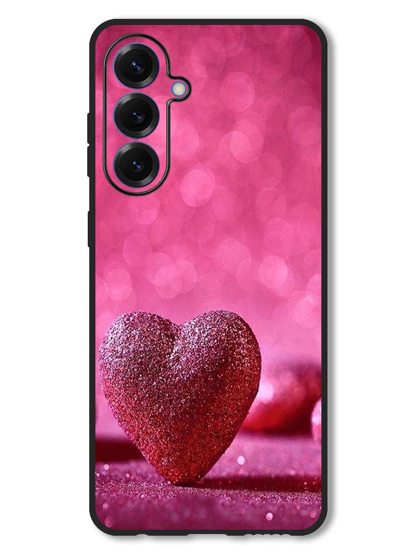 Theodor Case Compatible with Samsung Galaxy A56 Protection Shockproof Bumper Cover Dark Pink Gliter Heart - Image 1