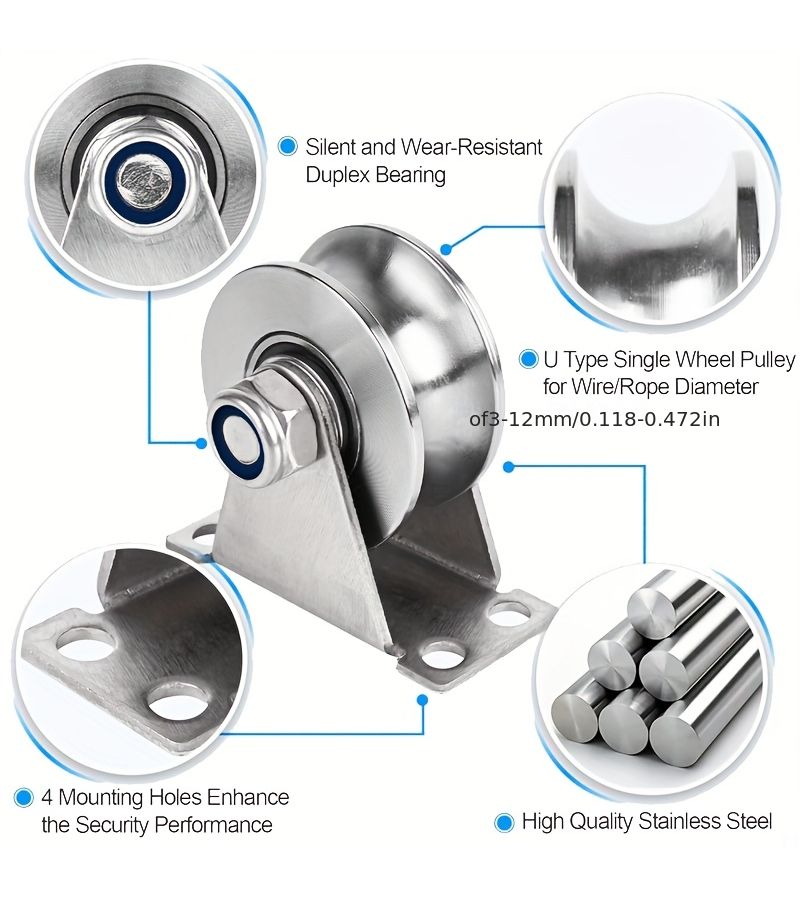 Super Silent Groove Pulley Wheel U Type Block Roller Detachable 48U - Image 5