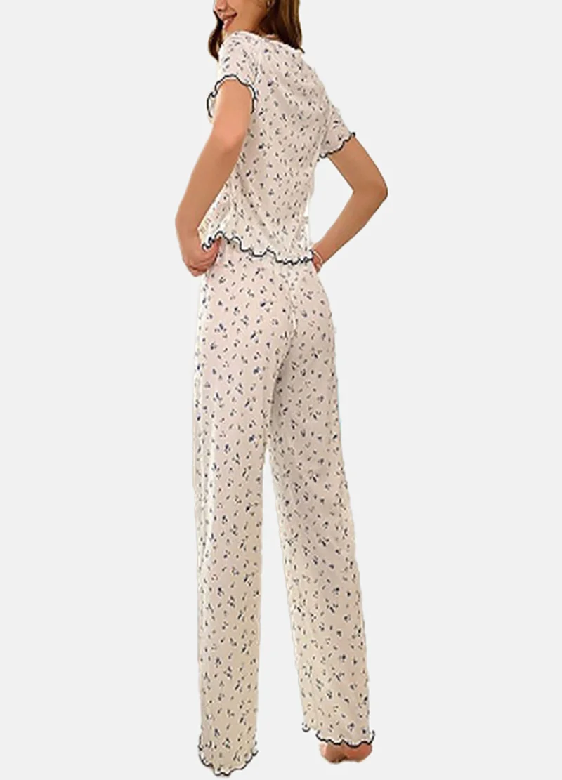 يونيكي White Floral Pyjamas & Top