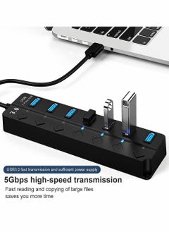 KASTWAVE Powered USB Hub 3.0 7 Ports USB Charging Extender Data Hub Splitter Extension with Individual Switches and Lights for Laptop PC Computer USB Devices Super Compatible 5Gbps Data Transfer Speed  - Image 2