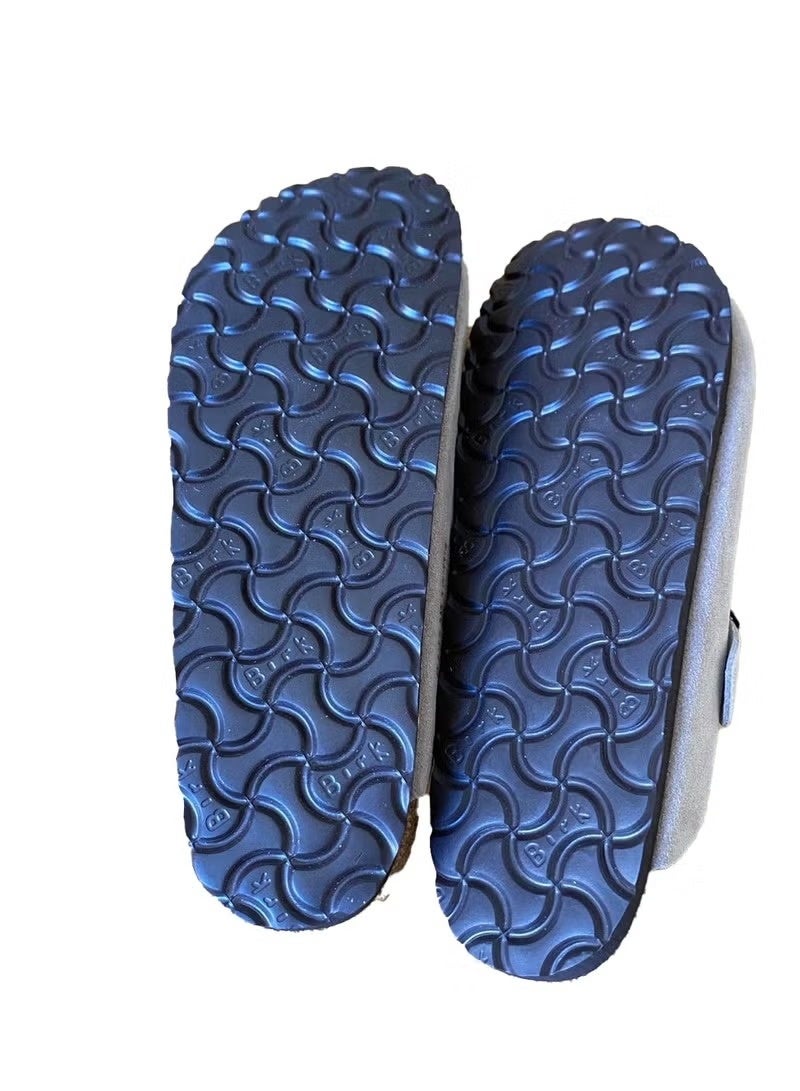 BIRKENSTOCK Suede Buckle Clogs – Dusty Blue | Casual Slip-On Comfort Shoes - Image 5