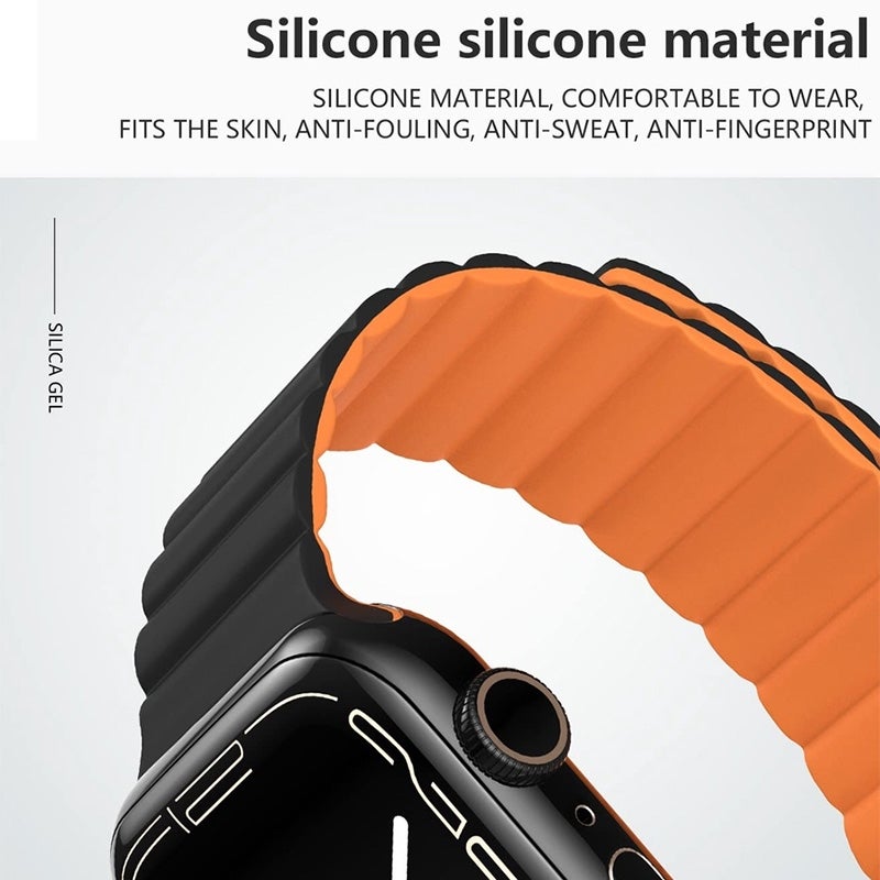 Reverse Buckle Magnetic Silicone Watch Band For Apple Watch Series 9&8&7 41mm / SE 3&SE 2&6&SE&5&4 40mm / 3&2&1 38mm(Pink)
