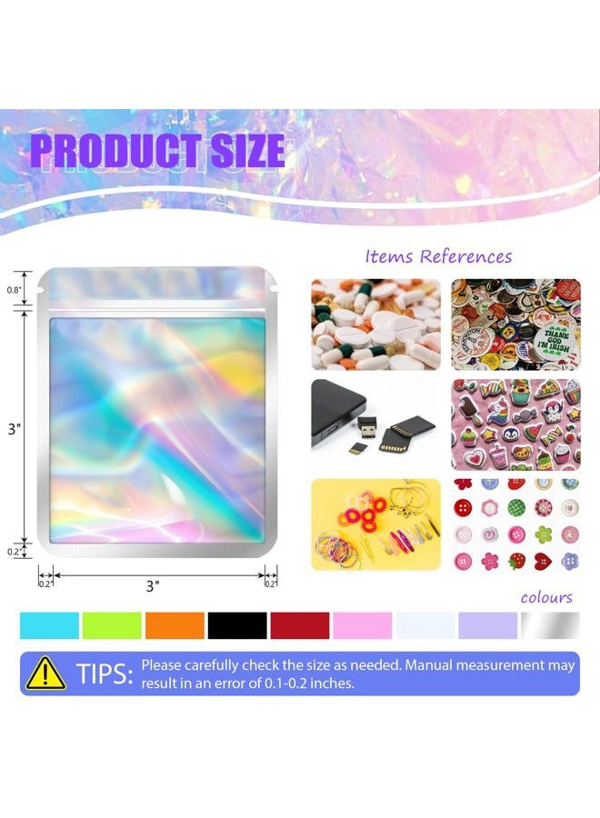 JETMORE 100pcs Holographic Mylar Bags, Resealable, 3x4 Inch, Food Grade, Jewelry, Cosmetics, Waterproof - Image 2