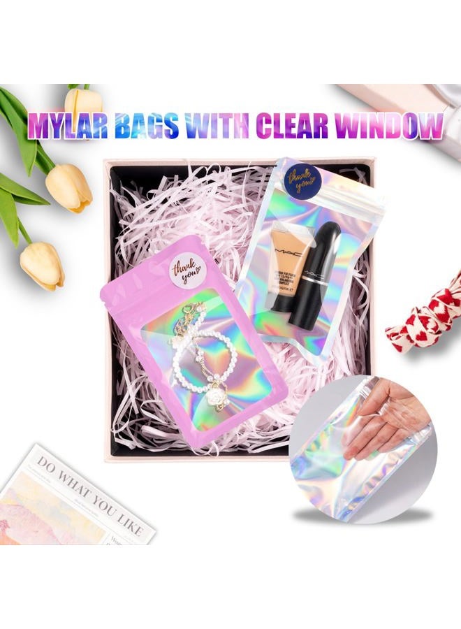 JETMORE 100pcs Holographic Mylar Bags, Resealable, 3x4 Inch, Food Grade, Jewelry, Cosmetics, Waterproof - Image 3