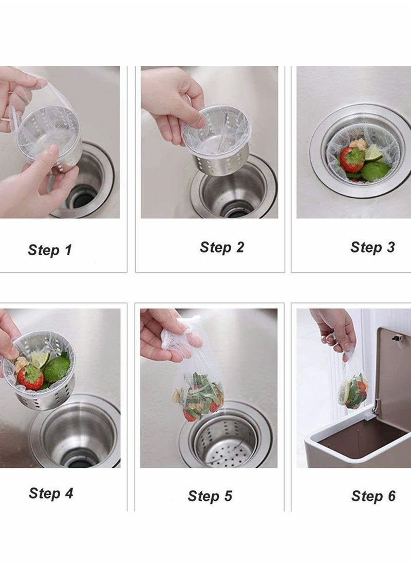 100pcs Kitchen Sink Trash Mesh Bag, Disposable Anti-Clogging Elastic Mesh Sink Strainer Filter Bags with a Box - Image 4