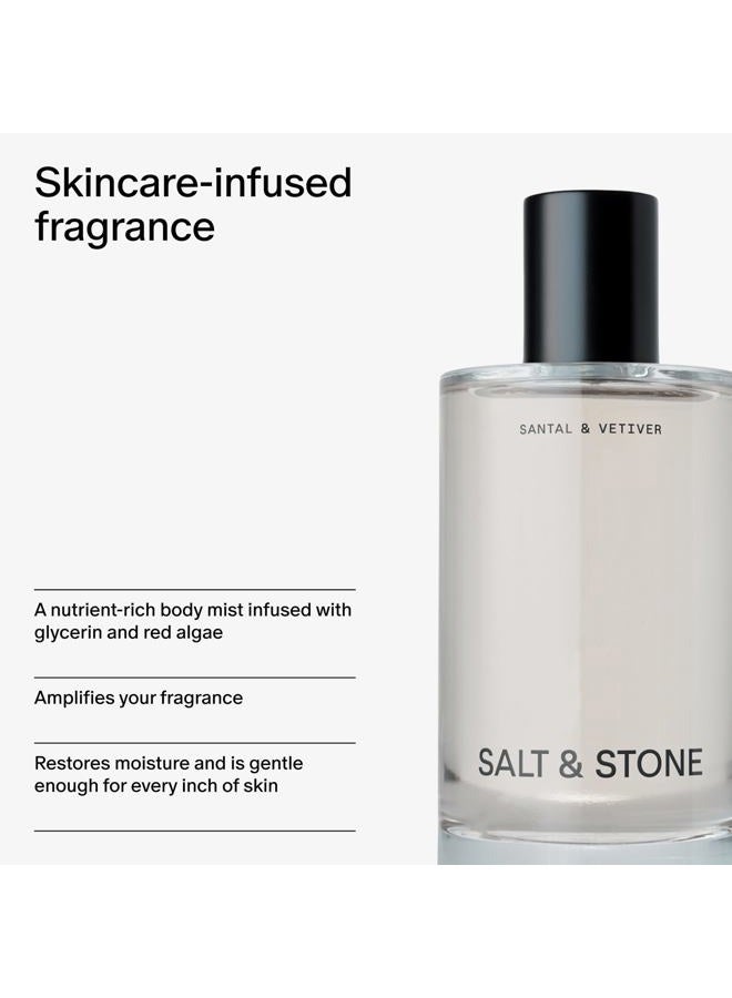 Salt & Stone Body Mist, Santal & Vetiver Scent, Skincare Infused Perfume Hair & Body Spray for Women and Men, Hydrating Fragrance with Glycerin and Red Algae, Vegan, Cruelty Free, 3.4 fl oz - Image 4