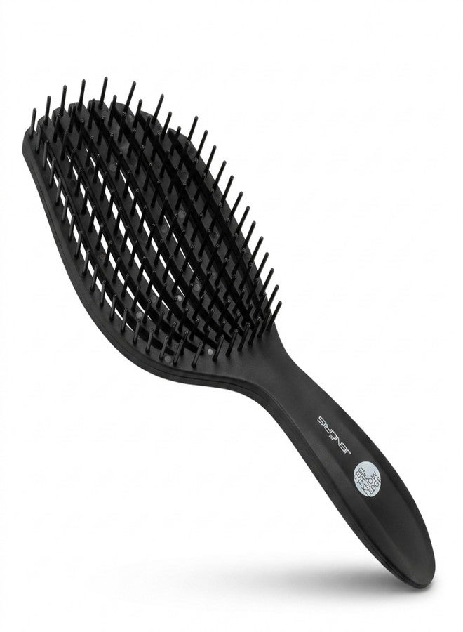 JENORIS Knot Brush for Wet & Dry Use - Detangling Brush for All Types, Anti-Static Vent Brush for Curly, Thick & Long Styles, Salon Quality, Black - Image 1
