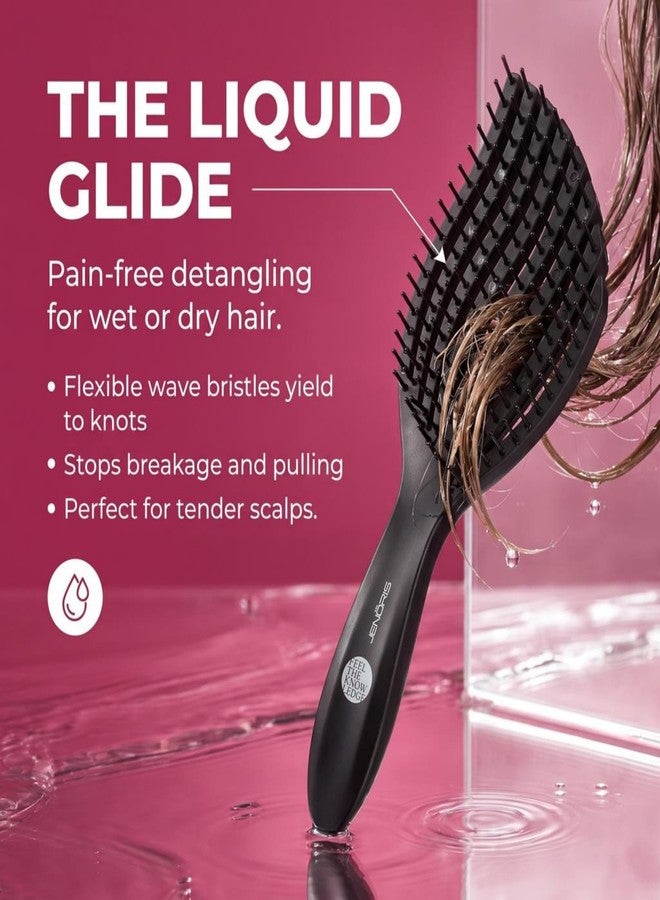 JENORIS Knot Brush for Wet & Dry Use - Detangling Brush for All Types, Anti-Static Vent Brush for Curly, Thick & Long Styles, Salon Quality, Black - Image 2