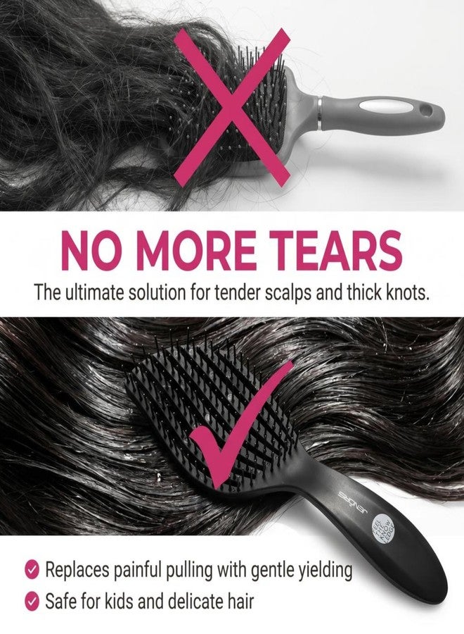 JENORIS Knot Brush for Wet & Dry Use - Detangling Brush for All Types, Anti-Static Vent Brush for Curly, Thick & Long Styles, Salon Quality, Black - Image 5