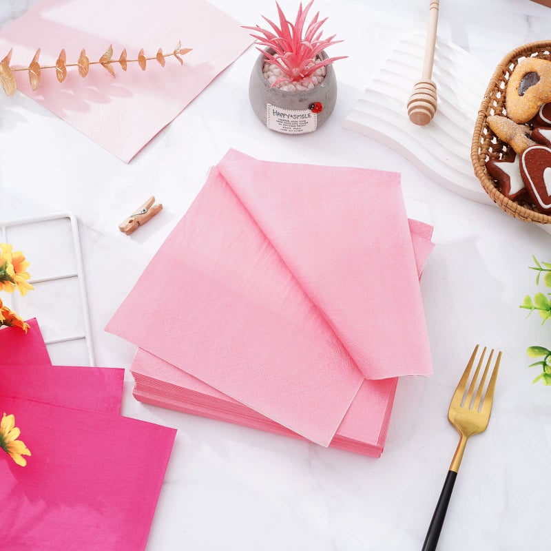 Whaline Pink Napkins 6.5 x 6.5 Inch 3 Colors Dinner Napkins Pink Theme Disposable Paper Napkins Luncheon Napkins for Party Celebration Gathering Supplies Table Decorations  60 Pack - Image 3