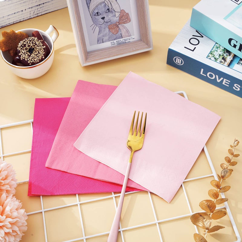 Whaline Pink Napkins 6.5 x 6.5 Inch 3 Colors Dinner Napkins Pink Theme Disposable Paper Napkins Luncheon Napkins for Party Celebration Gathering Supplies Table Decorations  60 Pack - Image 5