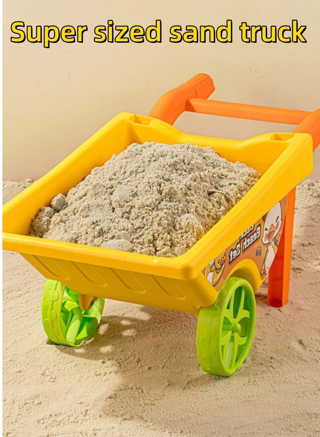 MLADEN 7 Piece Sand Beach Play Toys with Mesh Bag for Outdoor Play,Including Watering Can, Rake, Shovel,Sand Trucks,Sand Molds,Summer Travel Sand Toys, Beach Toys for Toddlers Kids Boys Girls - Image 4