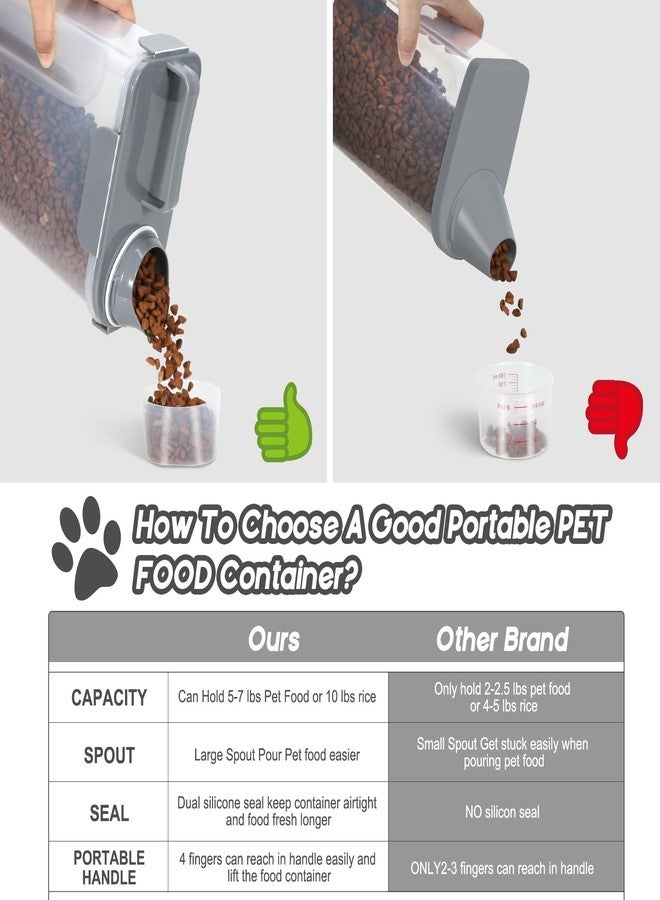 LEAWALK Airtight Rice Storage Container, Cereal Dry Food Flour and Sugar Bin, Dog Cat Food Dispenser with Measuring Cup, BPA Free Clear Plastic Kitchen (Gray, 5, Liters) - Image 2