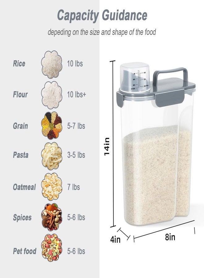 LEAWALK Airtight Rice Storage Container, Cereal Dry Food Flour and Sugar Bin, Dog Cat Food Dispenser with Measuring Cup, BPA Free Clear Plastic Kitchen (Gray, 5, Liters) - Image 4