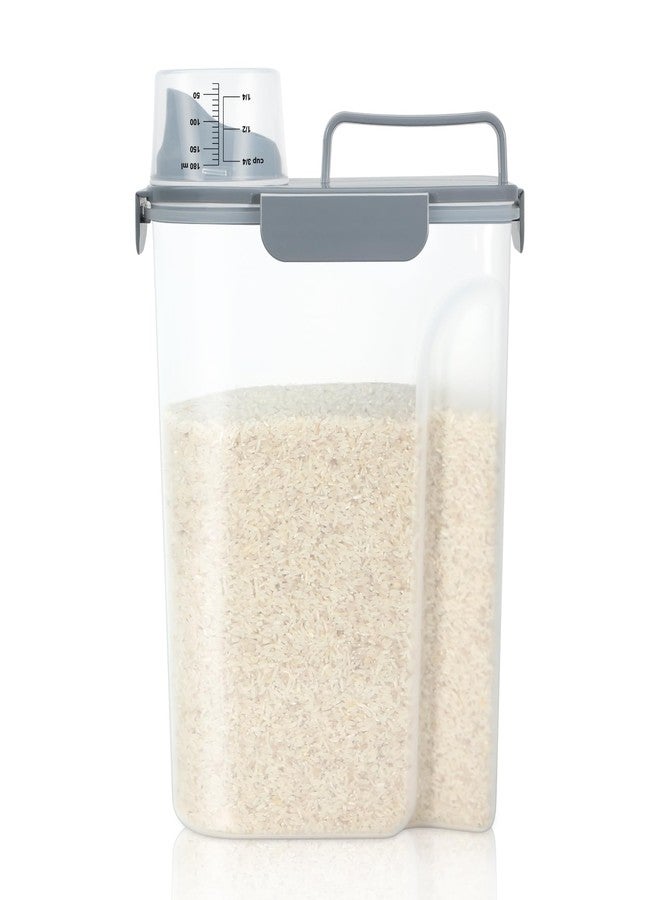 LEAWALK Airtight Rice Storage Container, Cereal Dry Food Flour and Sugar Bin, Dog Cat Food Dispenser with Measuring Cup, BPA Free Clear Plastic Kitchen (Gray, 5, Liters) - Image 1