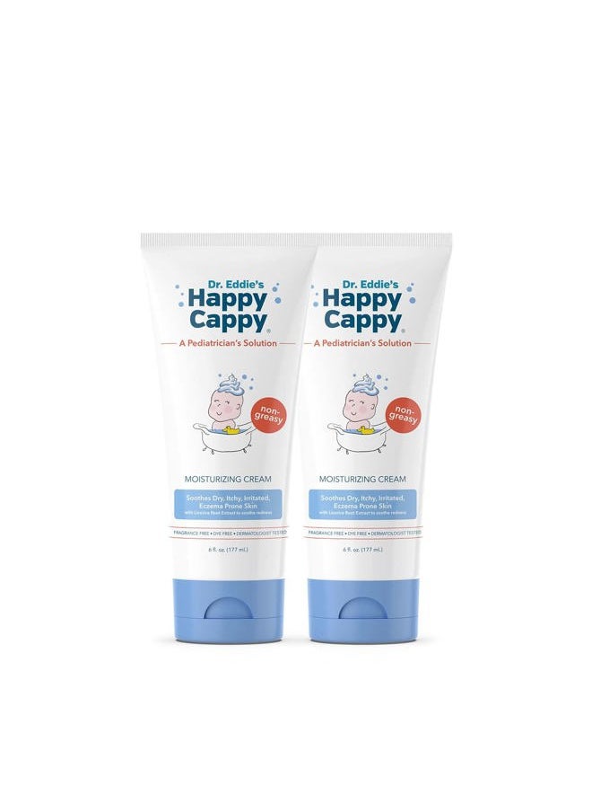 Happy Cappy - Dr. Eddie's Moisturizing Cream - Baby Eczema Cream, Eczema Lotion for Kids, Pediatrician-Formulated, Gentle, Paraben Free, Hypoallergenic, Soothes Dry Skin - 6 Fl Oz (Pack of 2) - Image 1