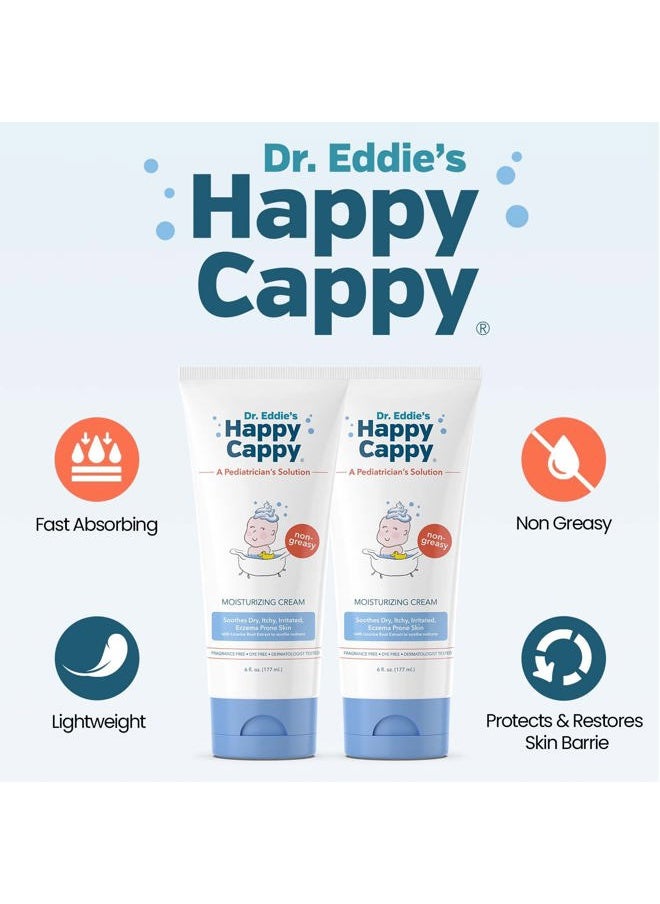 Happy Cappy - Dr. Eddie's Moisturizing Cream - Baby Eczema Cream, Eczema Lotion for Kids, Pediatrician-Formulated, Gentle, Paraben Free, Hypoallergenic, Soothes Dry Skin - 6 Fl Oz (Pack of 2) - Image 1