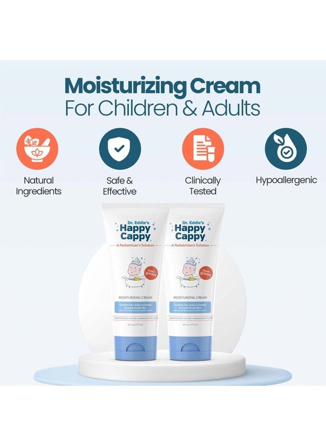 Happy Cappy - Dr. Eddie's Moisturizing Cream - Baby Eczema Cream, Eczema Lotion for Kids, Pediatrician-Formulated, Gentle, Paraben Free, Hypoallergenic, Soothes Dry Skin - 6 Fl Oz (Pack of 2) - Image 1