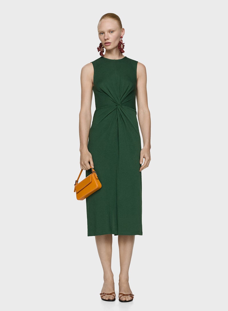 MANGO Knot Front Midi Dress  - Image 1
