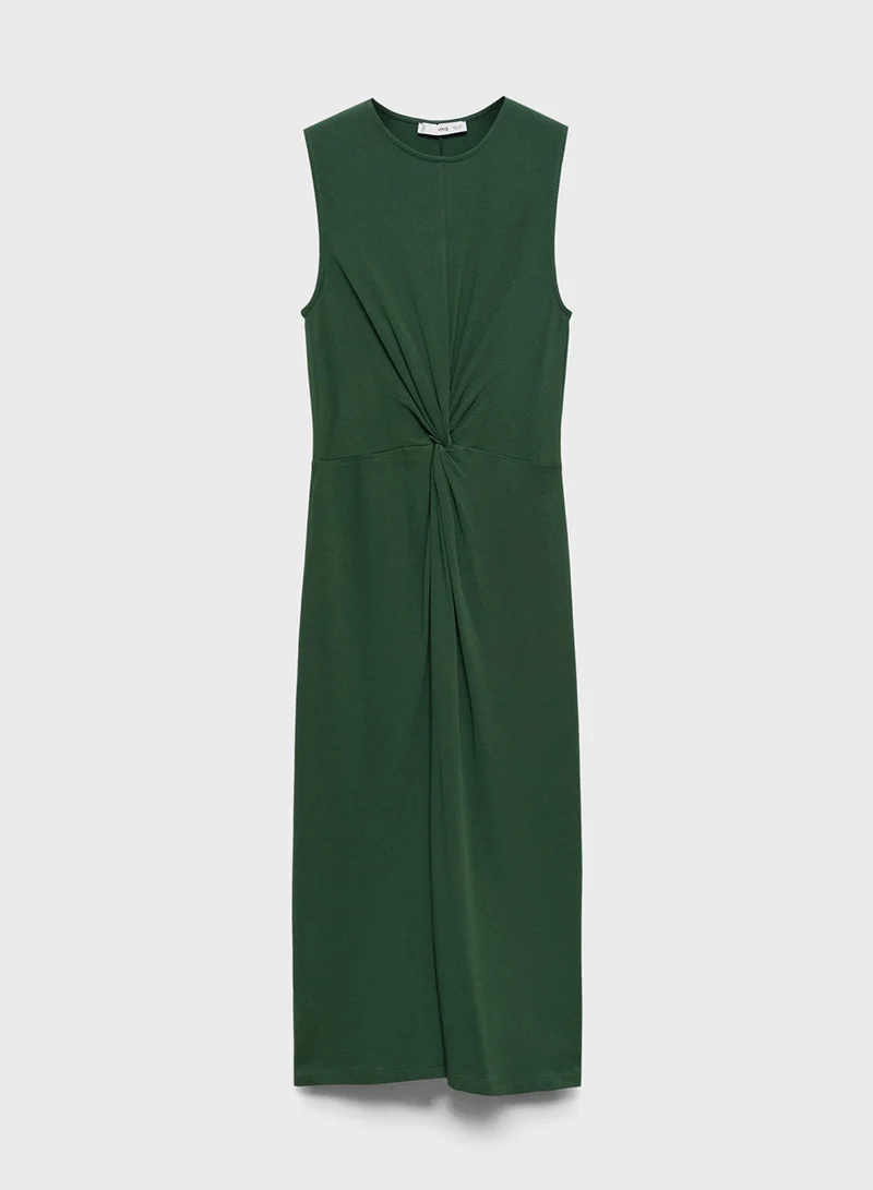 MANGO Knot Front Midi Dress