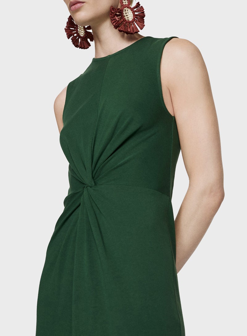 MANGO Knot Front Midi Dress  - Image 4