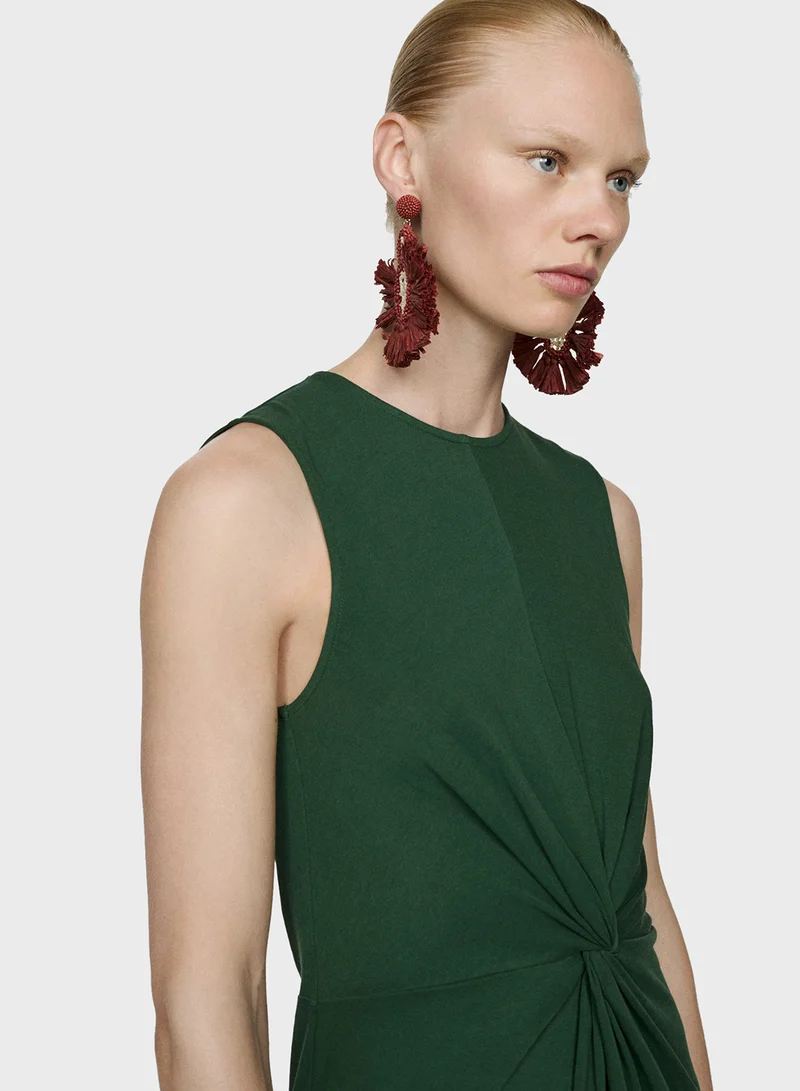 MANGO Knot Front Midi Dress