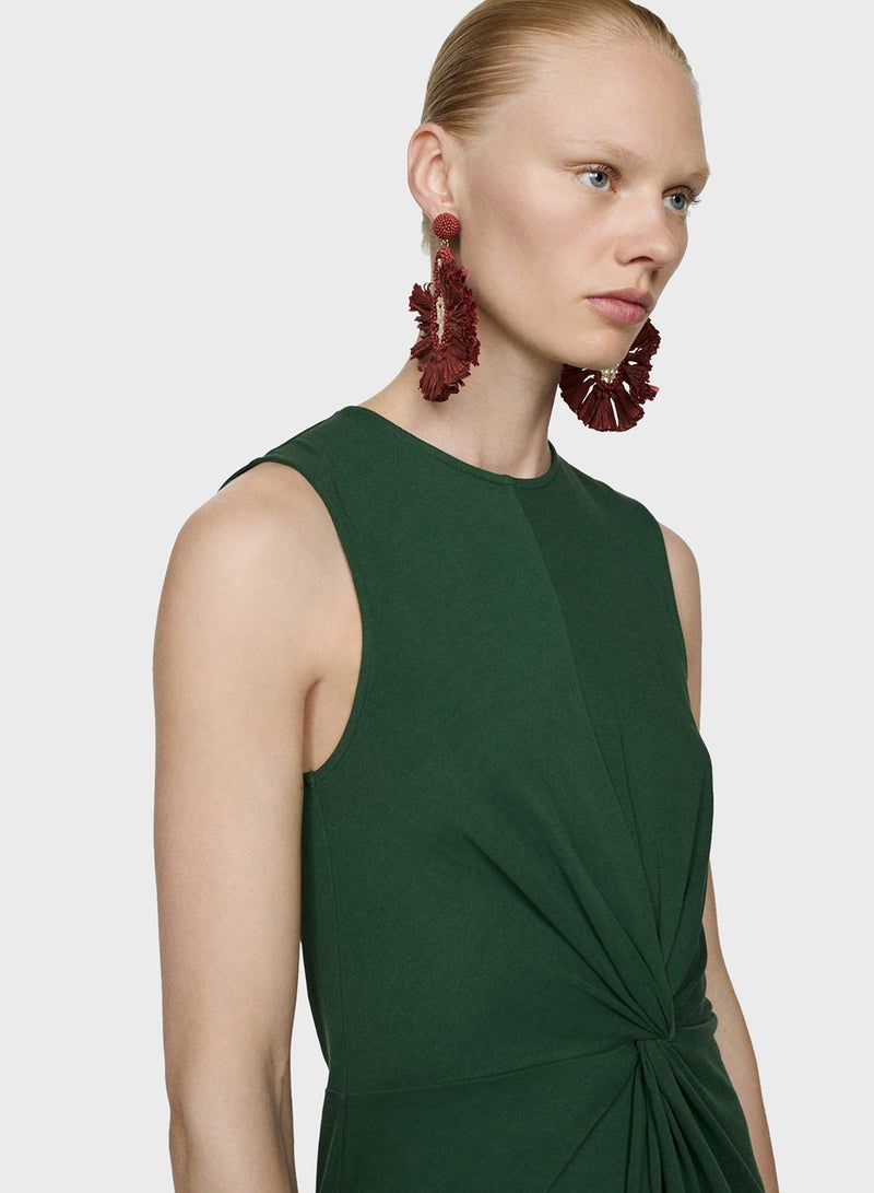 MANGO Knot Front Midi Dress  - Image 3