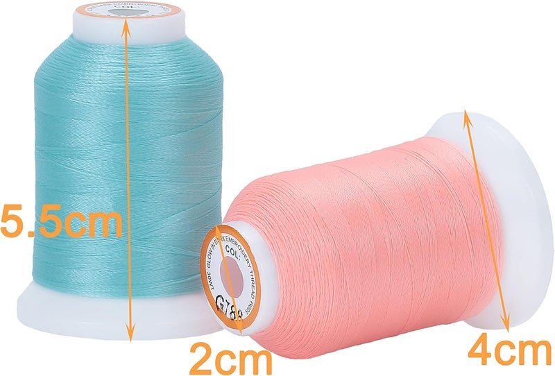 New brothread 8 Colors Luminary Glow in The Dark Embroidery Machine Thread Kit 30WT 500M(550Y) Each Spool for Embroidery, Quilting, Sewing - Image 3