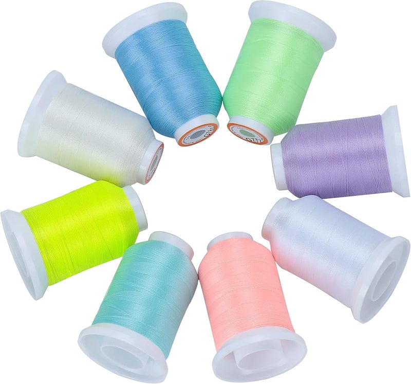 New brothread 8 Colors Luminary Glow in The Dark Embroidery Machine Thread Kit 30WT 500M(550Y) Each Spool for Embroidery, Quilting, Sewing - Image 2