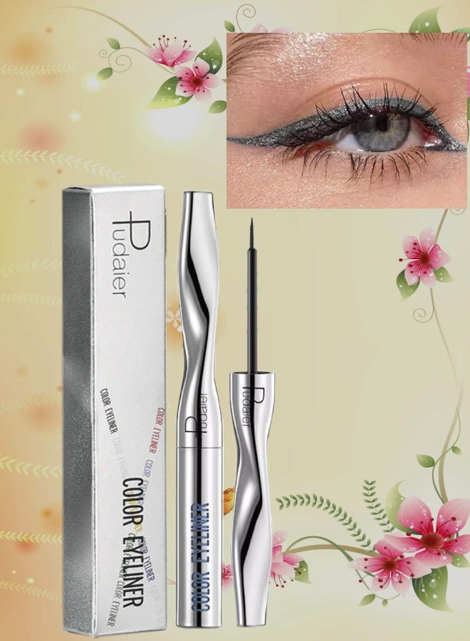 pudaier قلم كحل سائل ملون سريع الجفاف سهل التلوين لامع ومطفأ دقيق لخط العين مكياج لا يتقشر ولا يتلطخ مقاوم للماء وطويل الأمد قلم كحل لامع أسود 08 - Image 1