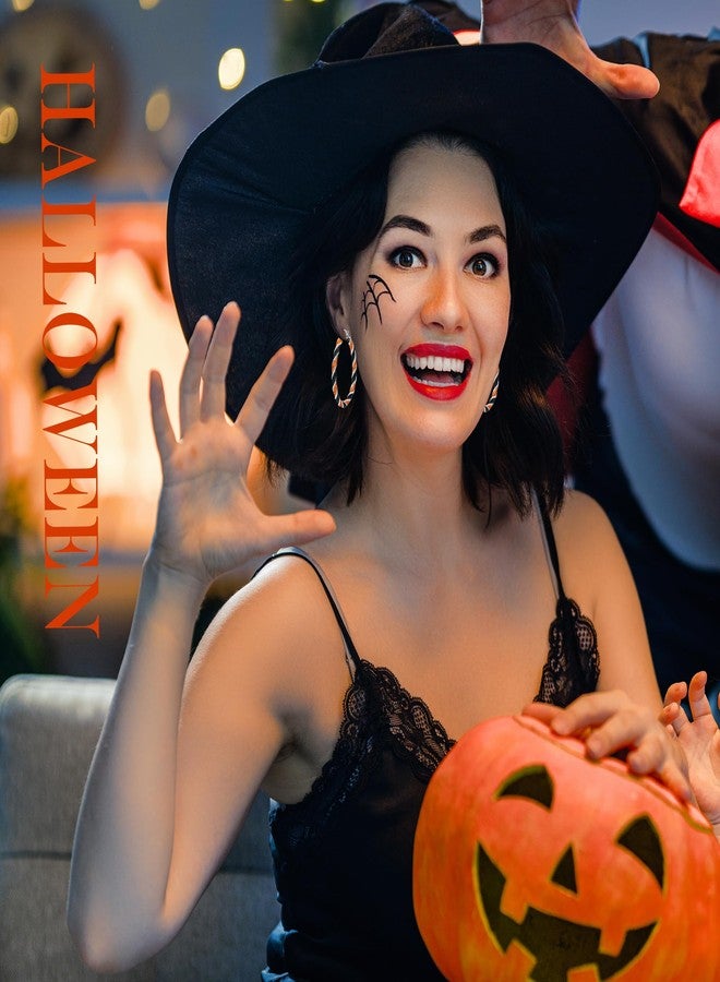 Skyfun Halloween Earrings for Women Alloy Hoop Earrings Bling Orange Black Stripe Big Hoop Stud Earring Halloween Party Favors Halloween Costume Decorations Accessories - Image 4