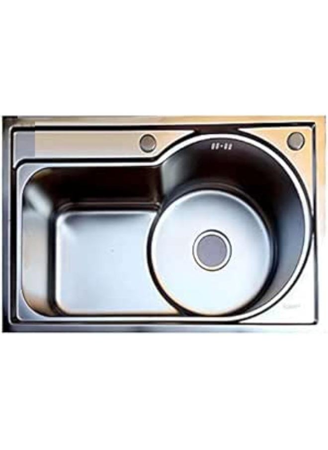 Shams Dream Kitchen Sink 72Cm & 45Cm & Depth 22Cm & With Drainer, Drain And Soap Dispenser 