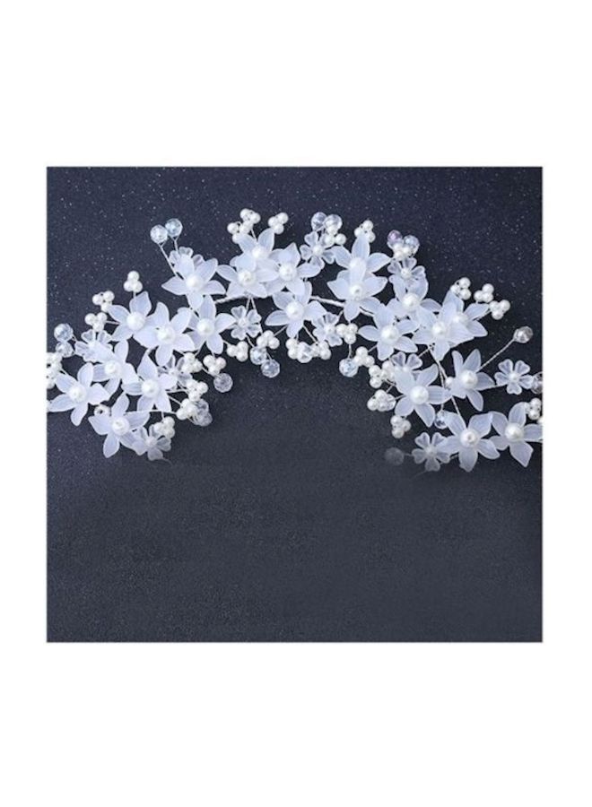 NIBEMINENT Crystal Hair Decoration Wedding Flower Pattern Rattan Rhinestone Stone Bride Belt Silver - Image 1