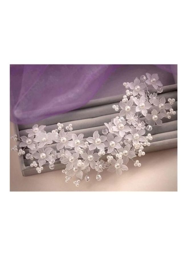 NIBEMINENT Crystal Hair Decoration Wedding Flower Pattern Rattan Rhinestone Stone Bride Belt Silver - Image 2