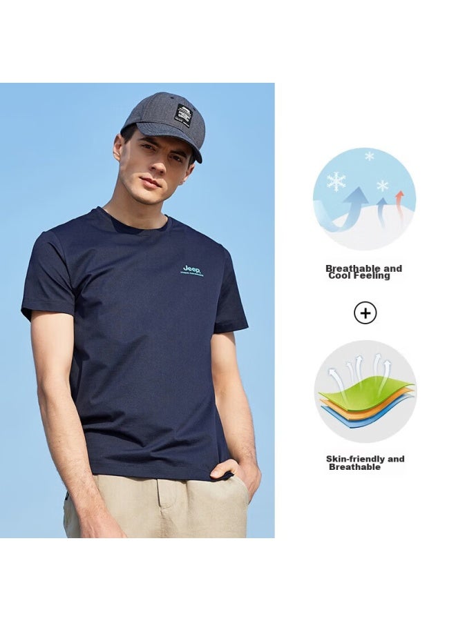 Jeep Men's Short-sleeve T-shirt, Sports Outdoor Breathable Quick-dry Tee, Men's Ice-cool Round Neck Short-sleeve Top, 538 Navy Blue, 2XL - Image 5