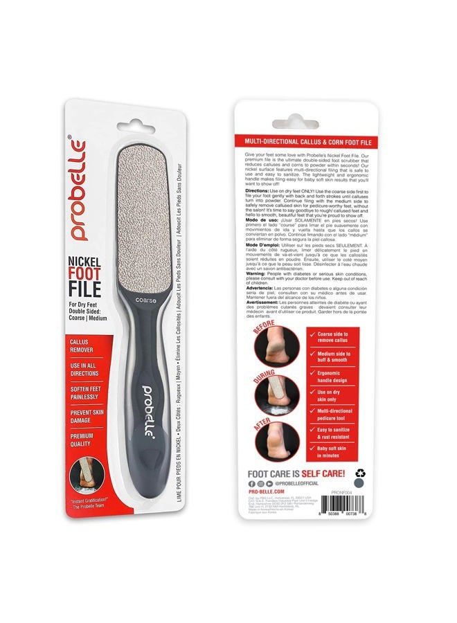 Probelle مزيل callus من النيكل ذو الجانبين متعدد الاتجاهات - يقلل من calluses و corns إلى مسحوق للحصول على نتائج فورية، أداة آمنة (رمادي داكن) - Image 3