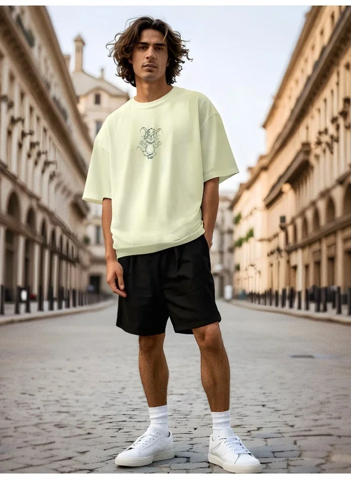 ذا سوليد ستور The Souled Store Men Tom & Jerry White Graphic Oversized T-Shirts