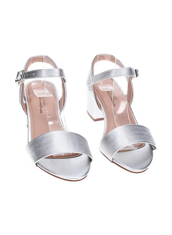 Modare Silver MODARE Mid Heel Sandals For Ladies for Women | Best Price UAE