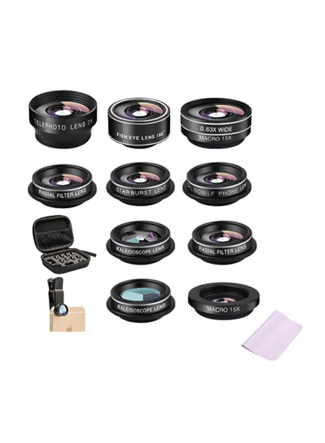 Mobile Phone Special Effects Lens Fisheye Wide Angle Macro Spacing Starlight Fun Filter 10-in -1 Set Lens-Color:11 In One (JSR-3371.10)  - Image 1
