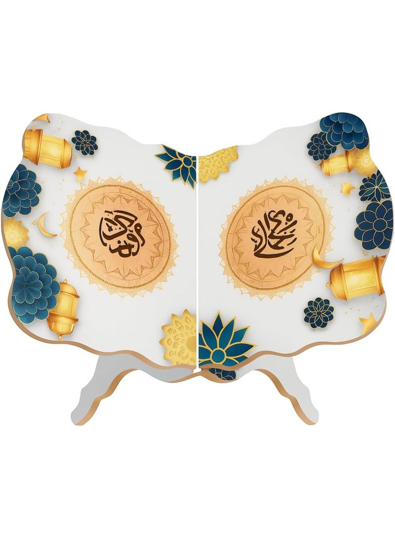 Fianser Ramadan Lantern (Fanoos) Pattern Quran Stand – Festive Wooden Rehal with Islamic Decals – Foldable Prayer Book Holder for Holiday Gift & Home Decor - Image 1